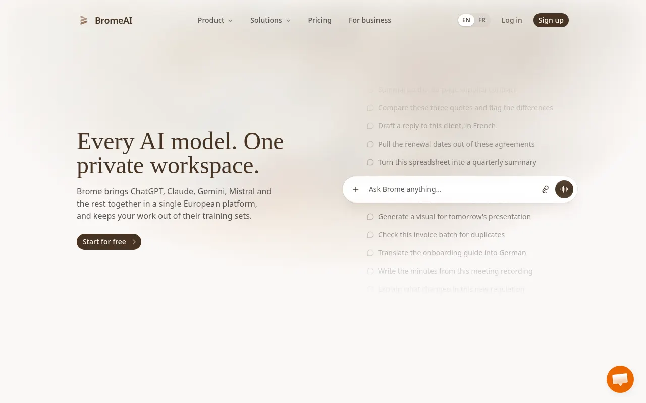 Homepage of brome.ai