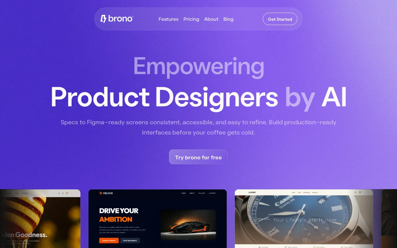 Homepage of brono.ai