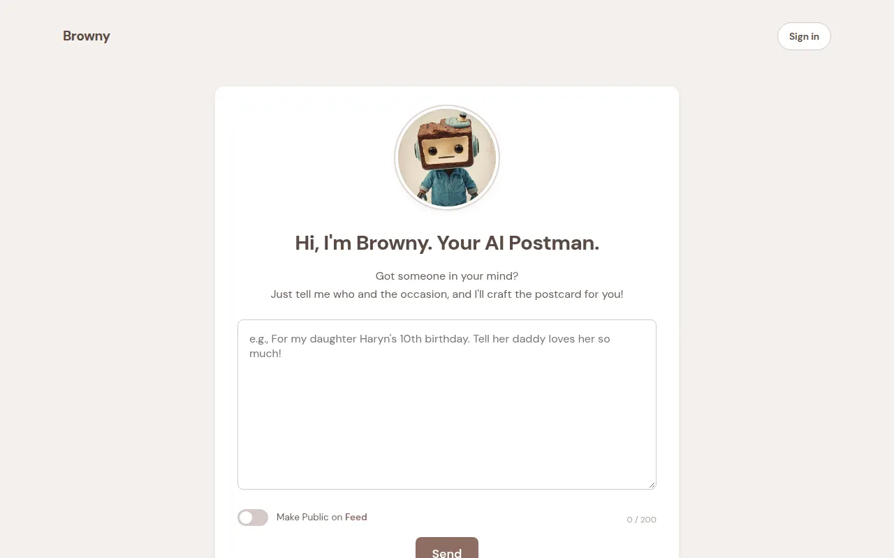Homepage of browny.ai