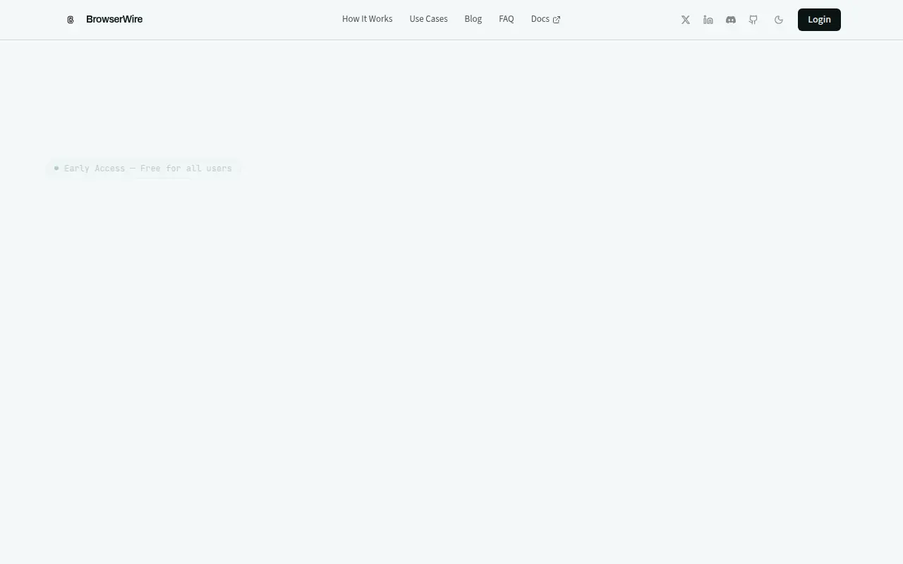 Homepage of browserwire.io