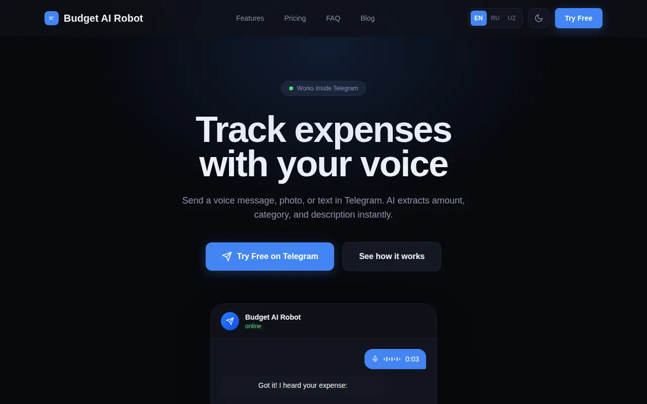Homepage of budget-ai-robot.com