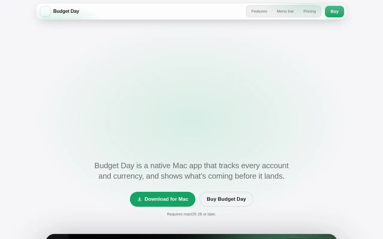 Homepage of budgetday.app