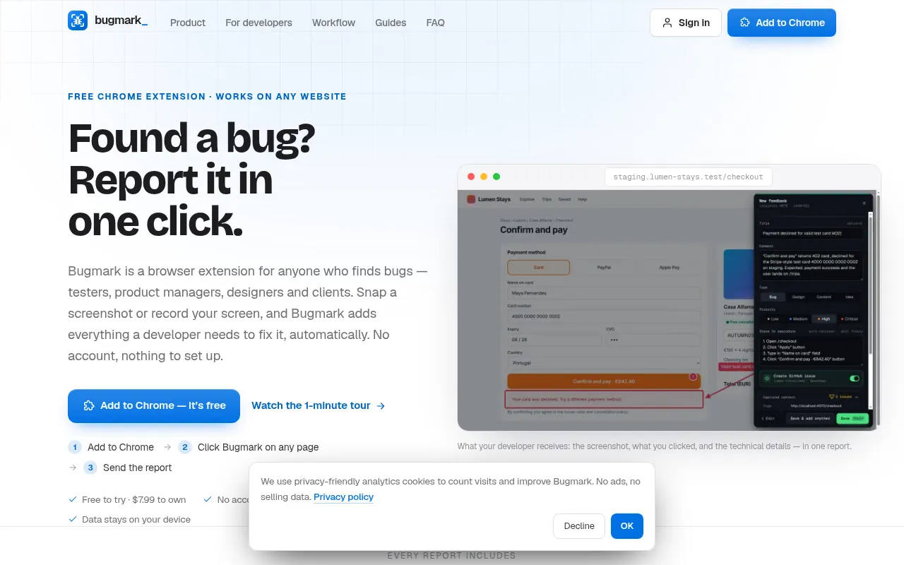 Homepage of bugmark.site