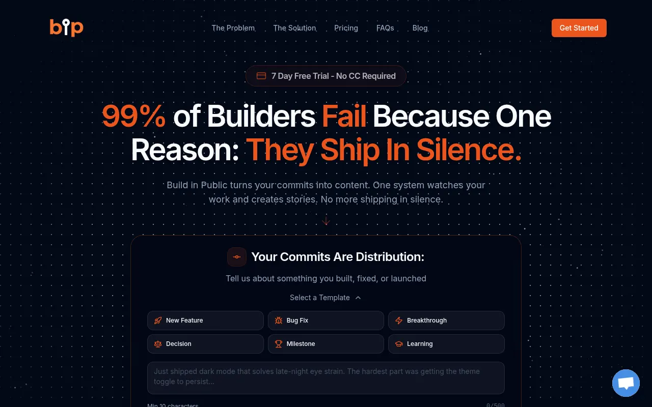 Homepage of buildinpublic.so
