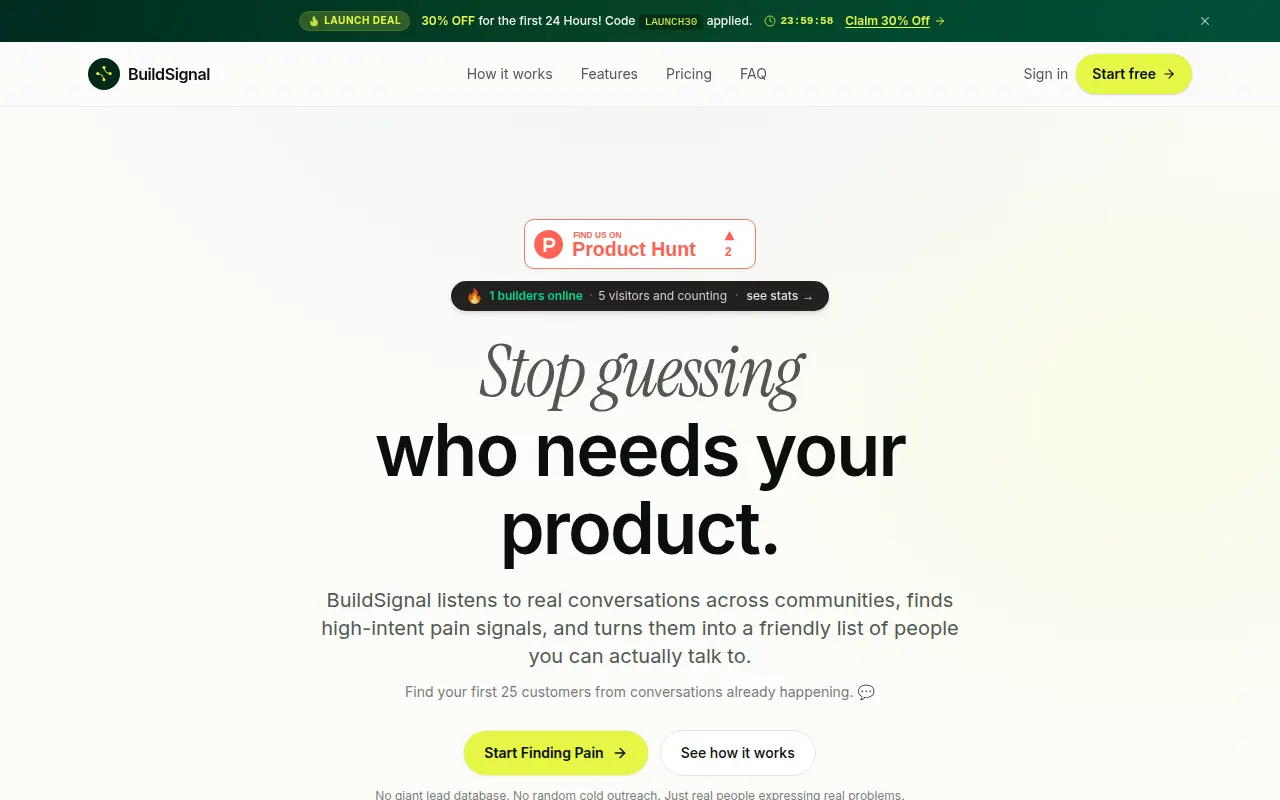 Homepage of buildsignal.lol