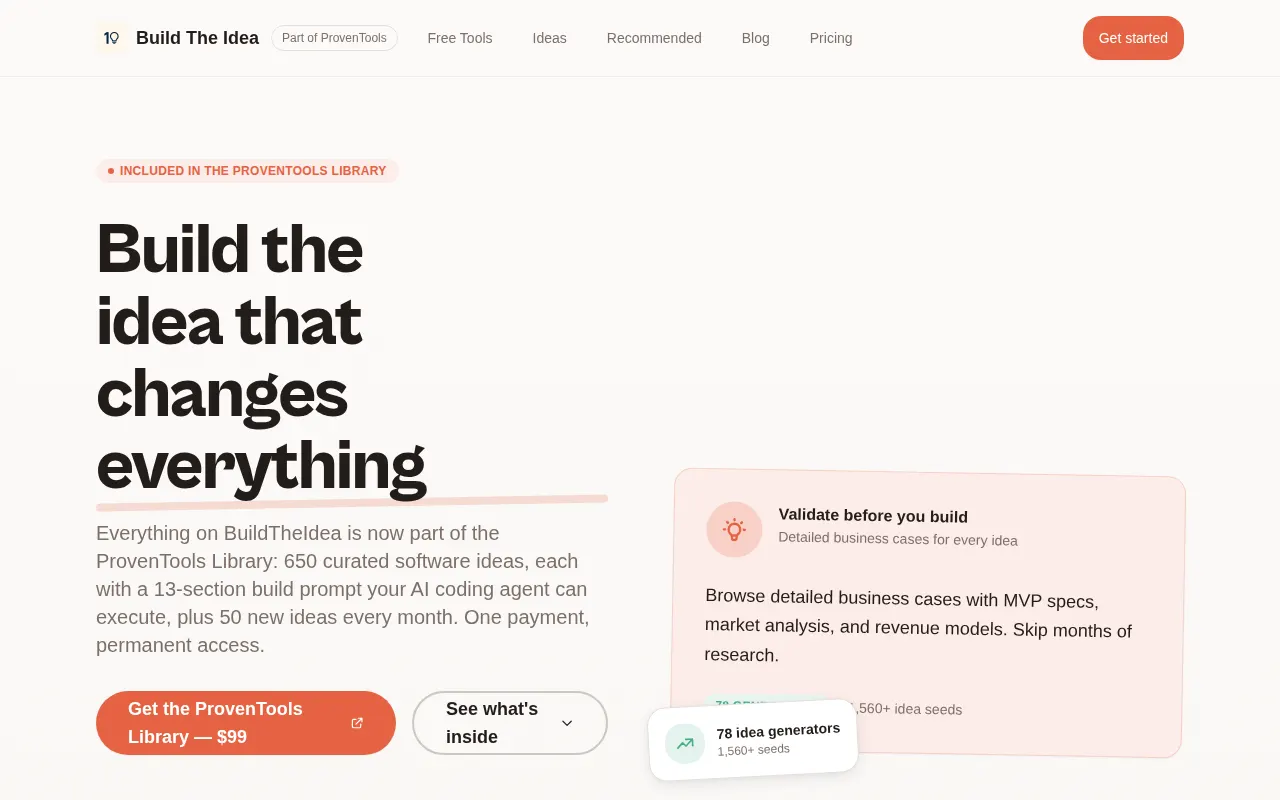Homepage of buildtheidea.net