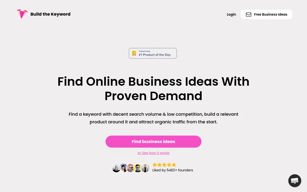 Homepage of buildthekeyword.com