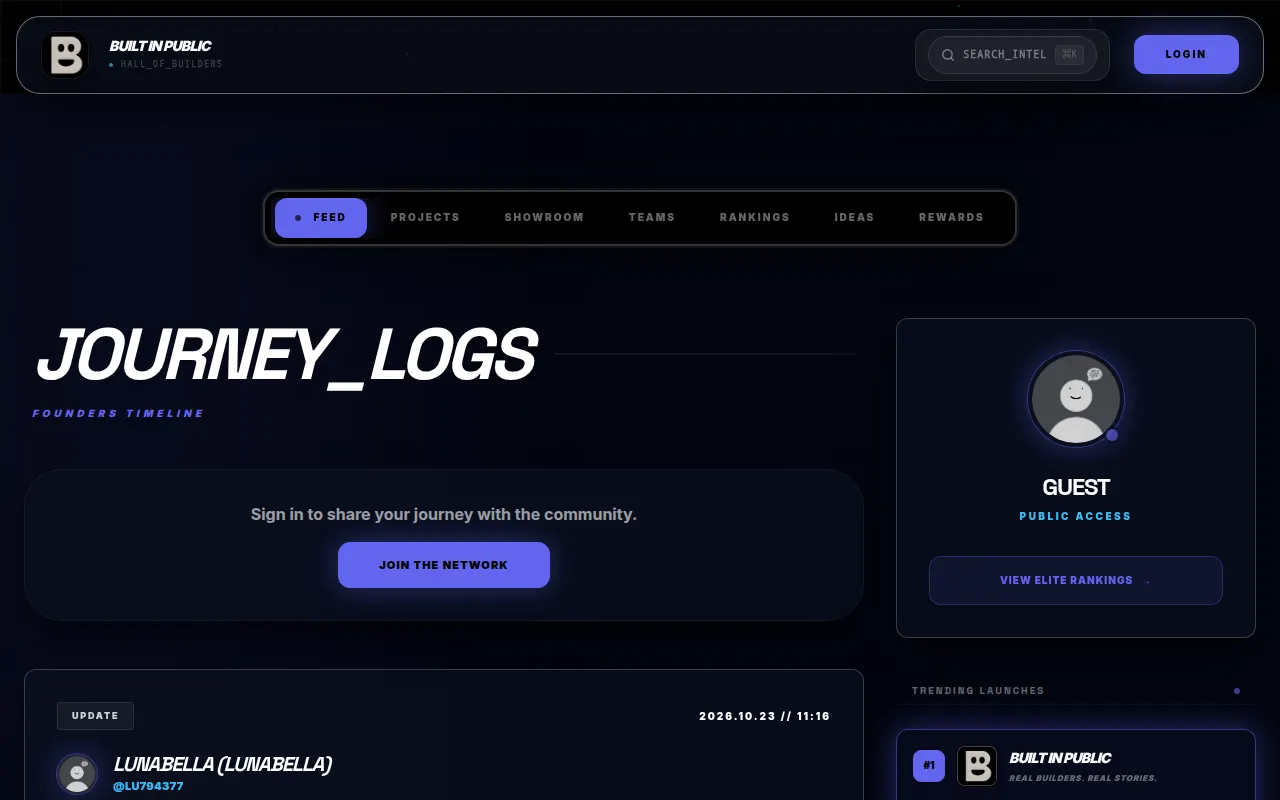 Homepage of builtinpublic.xyz