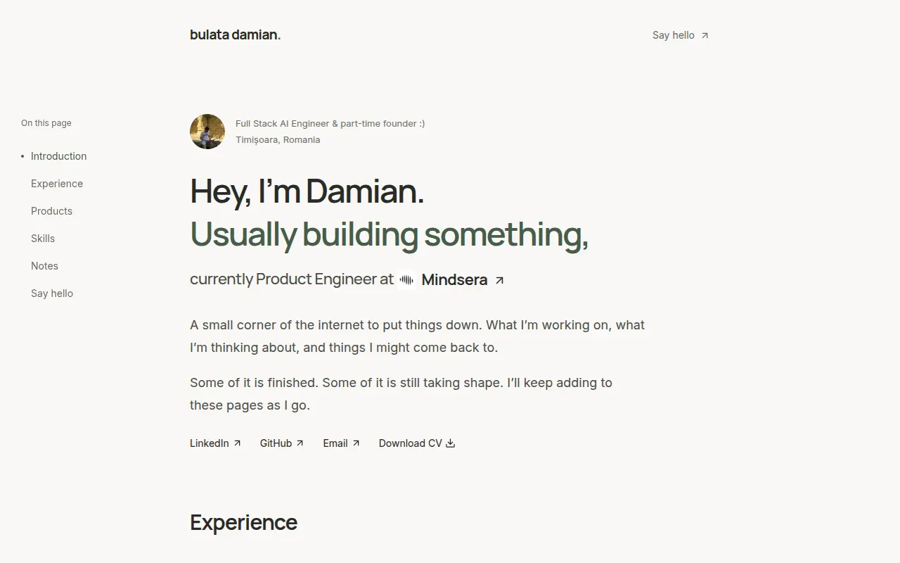 Homepage of bulatadamian.com