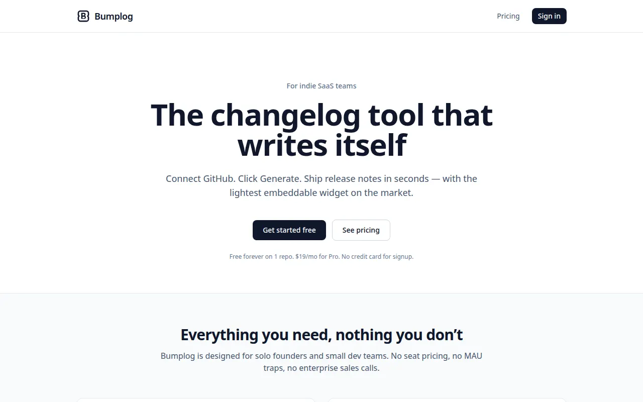 Homepage of bumplog.com