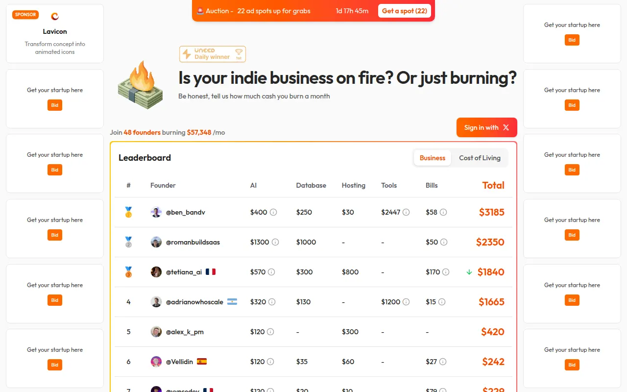 Homepage of burncash.co