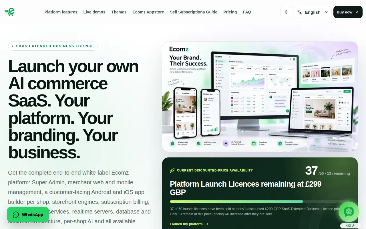 Homepage of buy.ecomz-sites.com