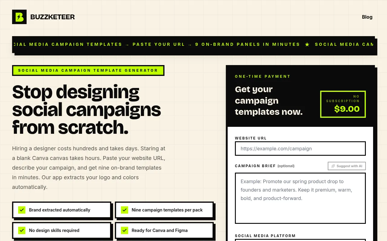 Homepage of buzzketeer.com