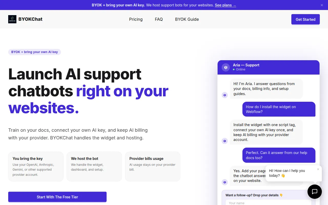 Homepage of byokchat.com