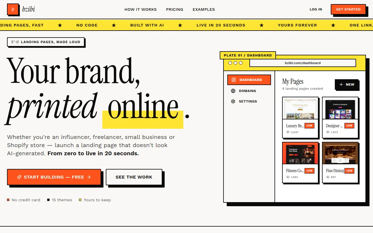 Homepage of bzibi.com