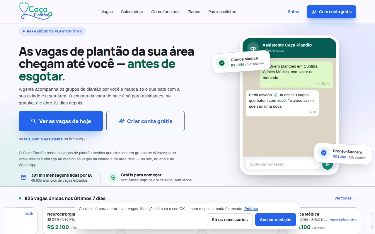 Homepage of cacaplantao.com.br