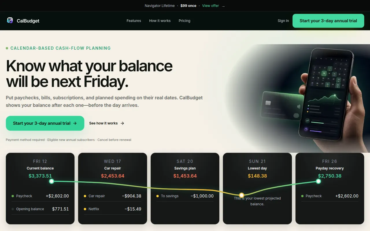 Homepage of calbudget.com