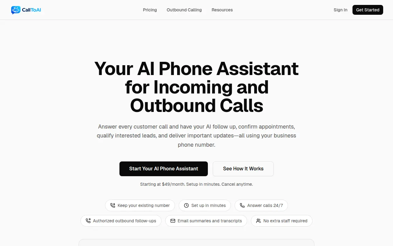 Homepage of calltoai.net