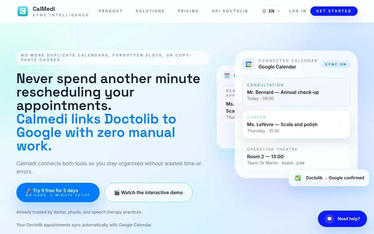 Homepage of calmedi.io