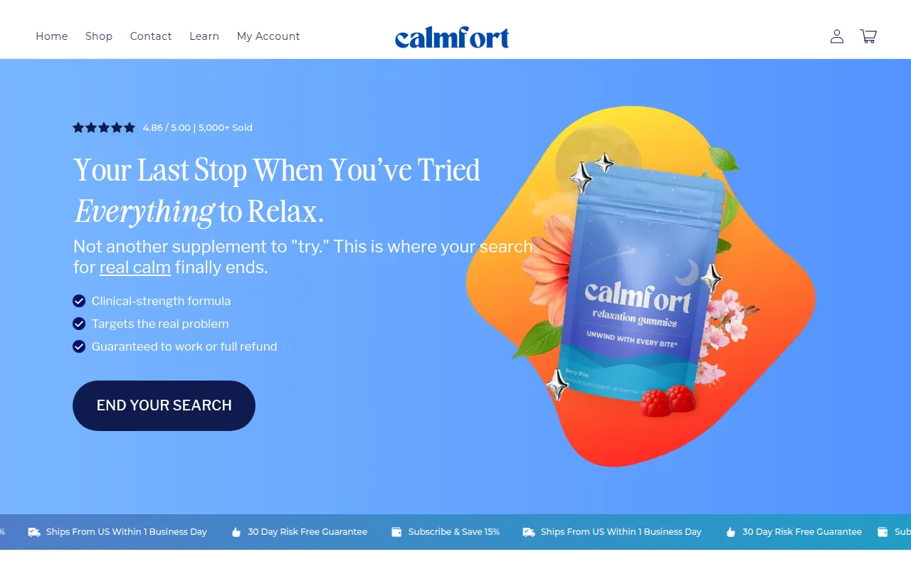 Homepage of calmfort.co
