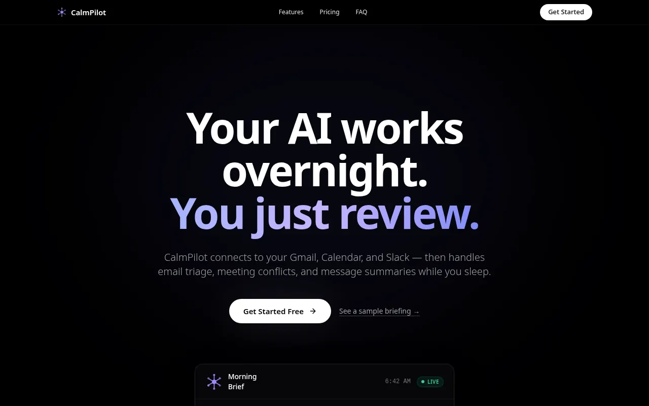 Homepage of calmpilot.app