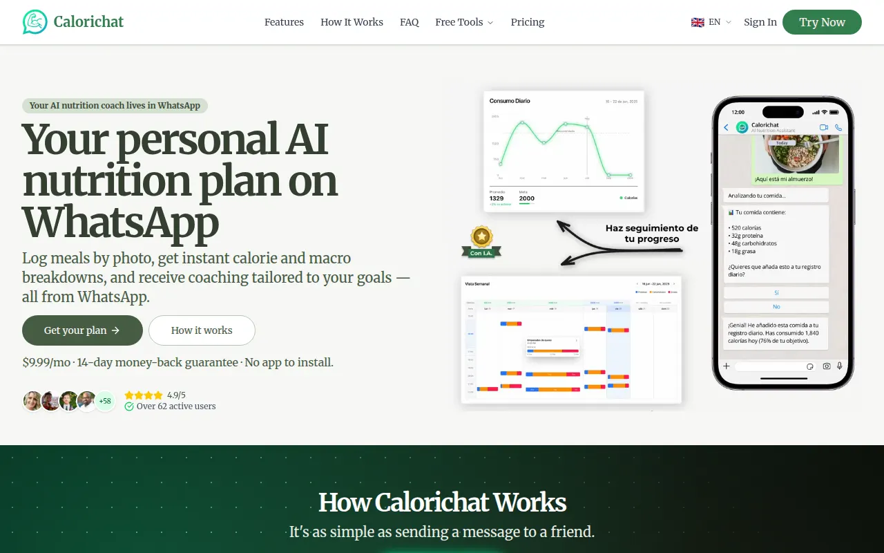 Homepage of calorichat.com