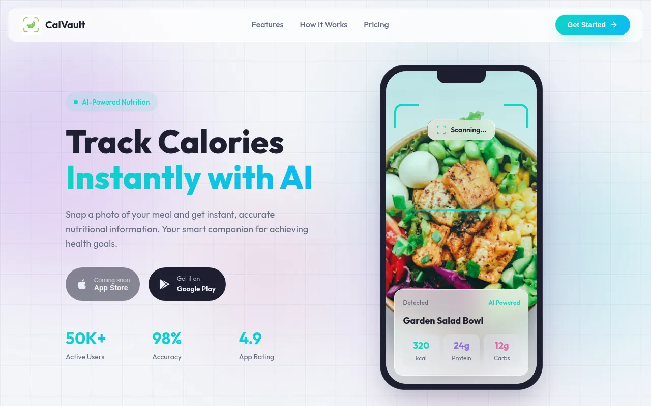 Homepage of calvault.app