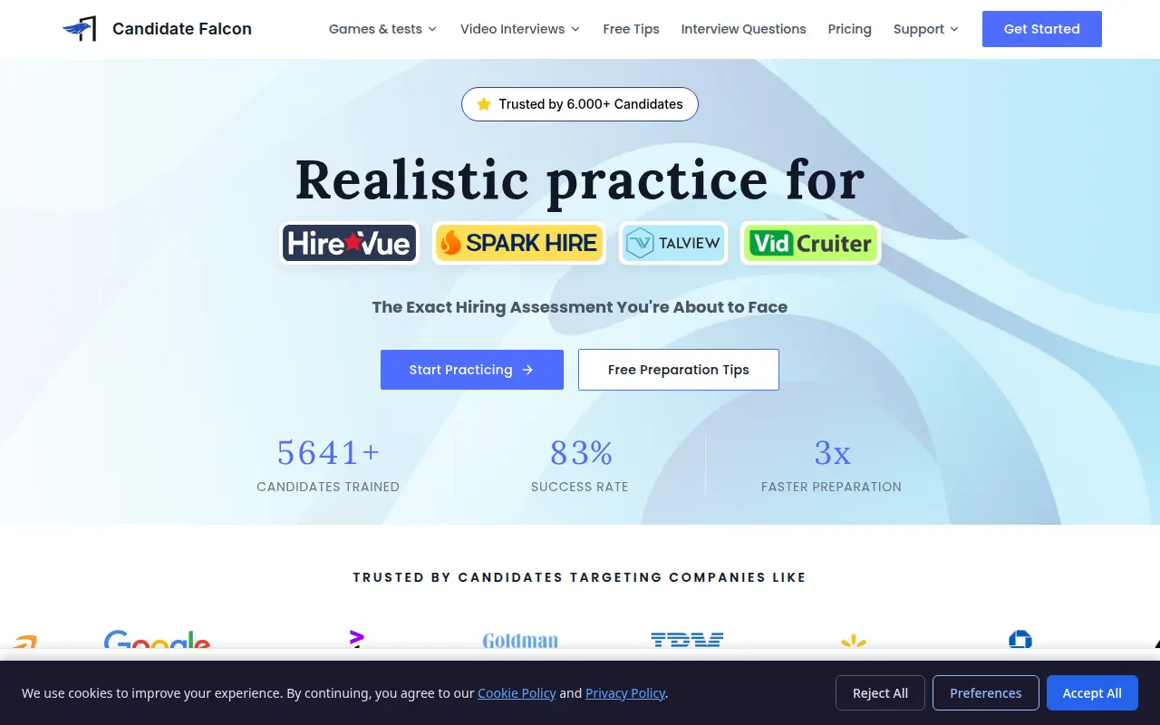 Homepage of candidatefalcon.com