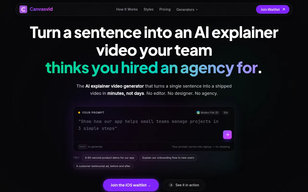 Homepage of canvasvid.app