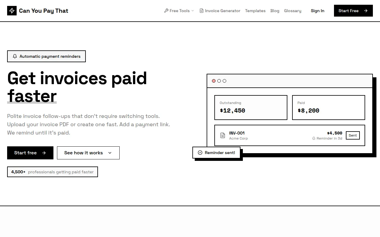 Homepage of canyoupaythat.com
