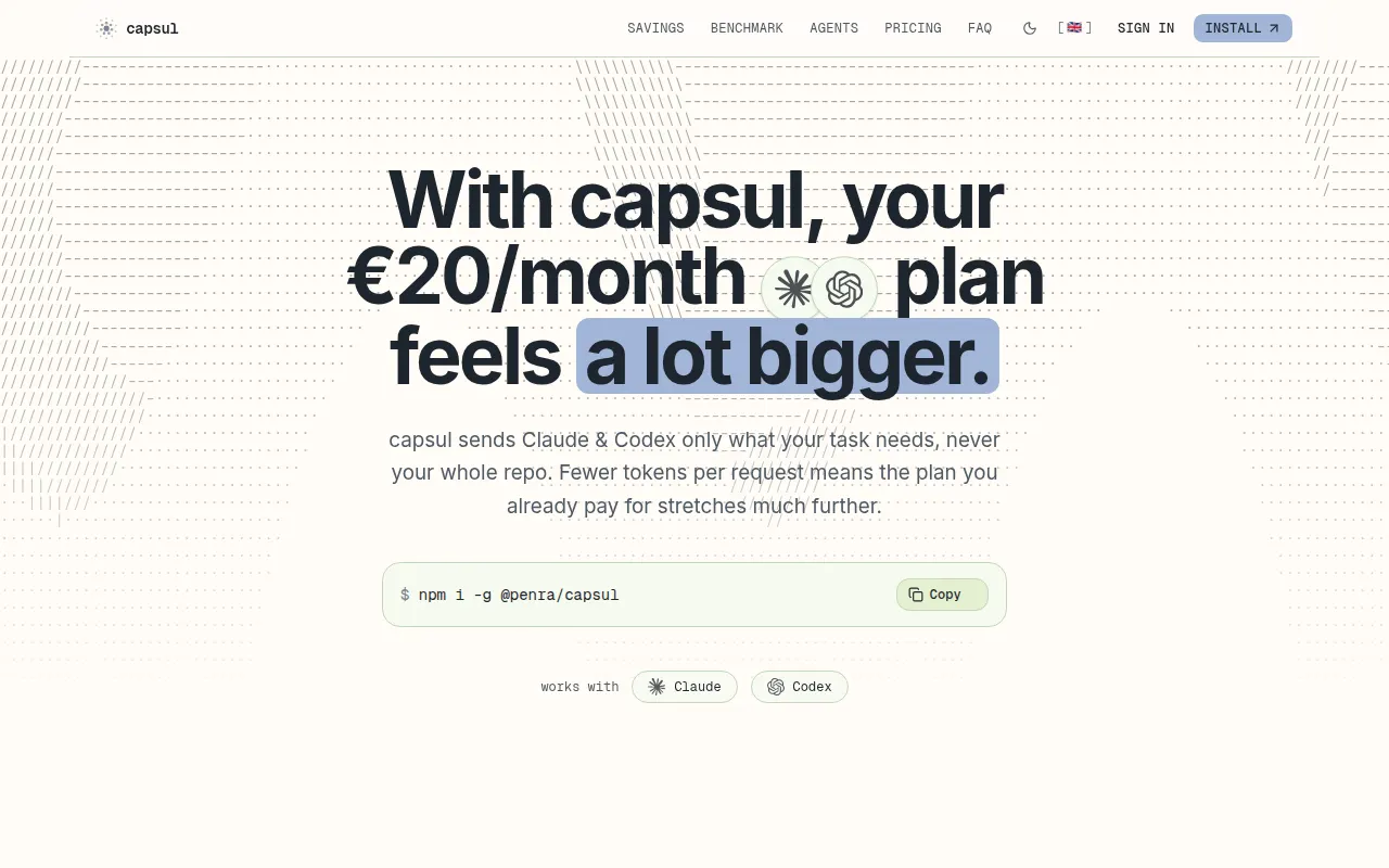 Homepage of capsul.chat