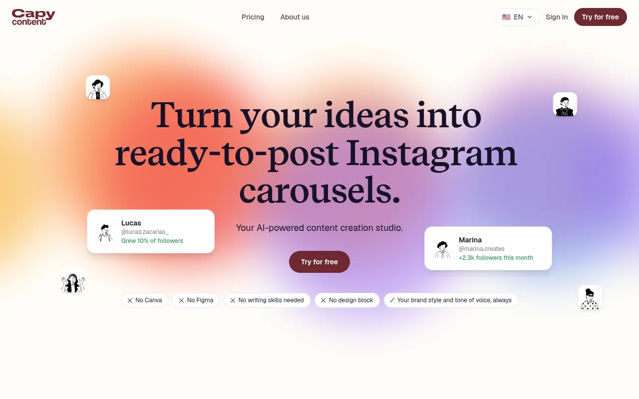 Homepage of capycontent.xyz