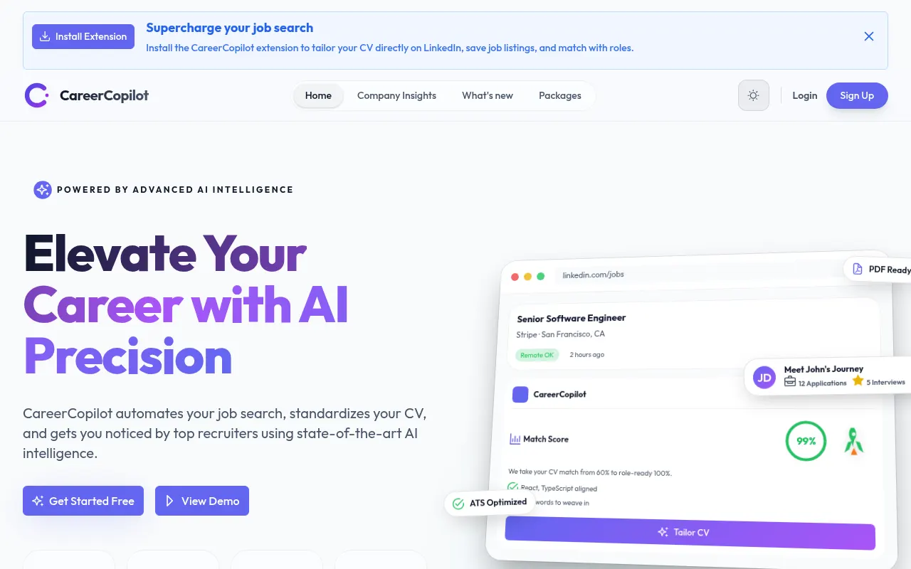 Homepage of careercopilot.io