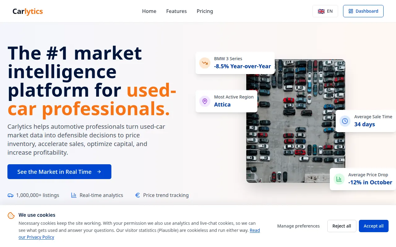 Homepage of carlytics.gr