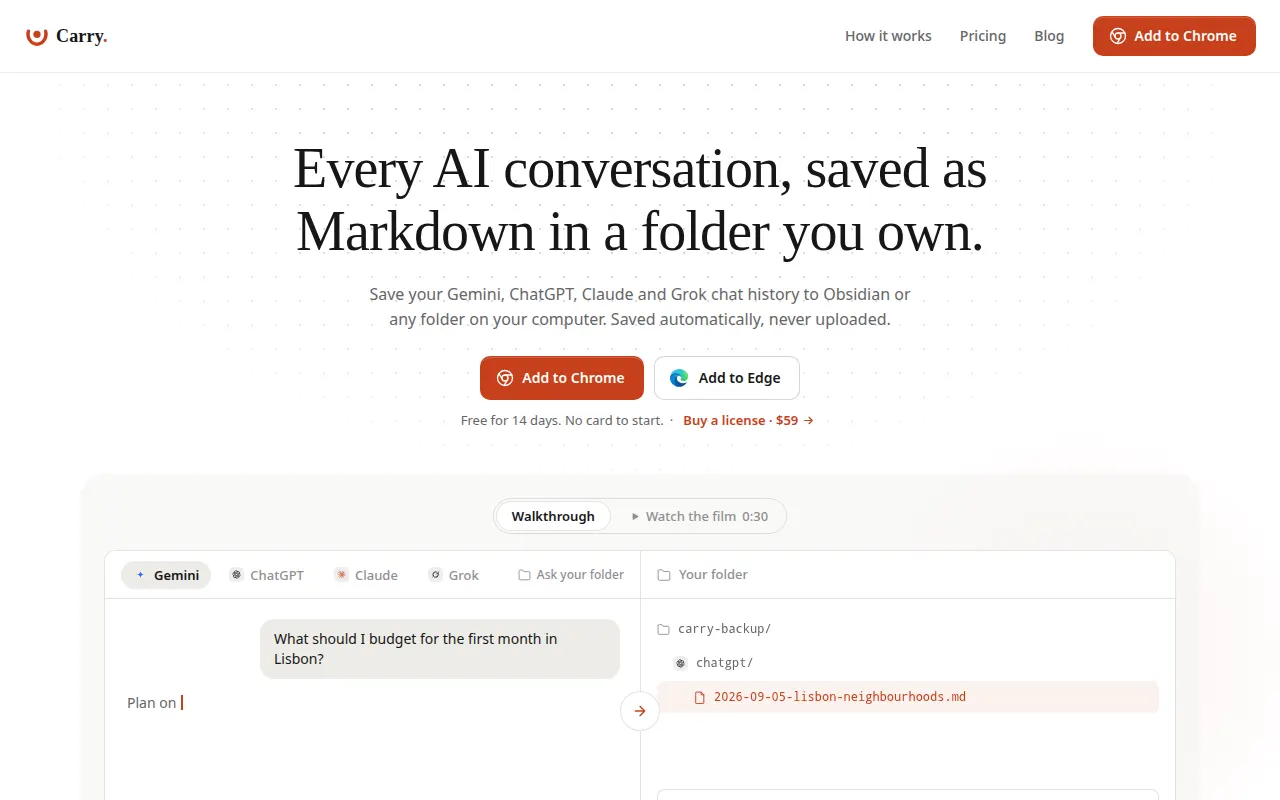 Homepage of carry.md
