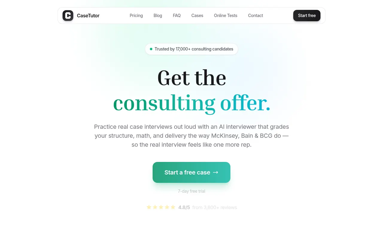 Homepage of casetutor.com