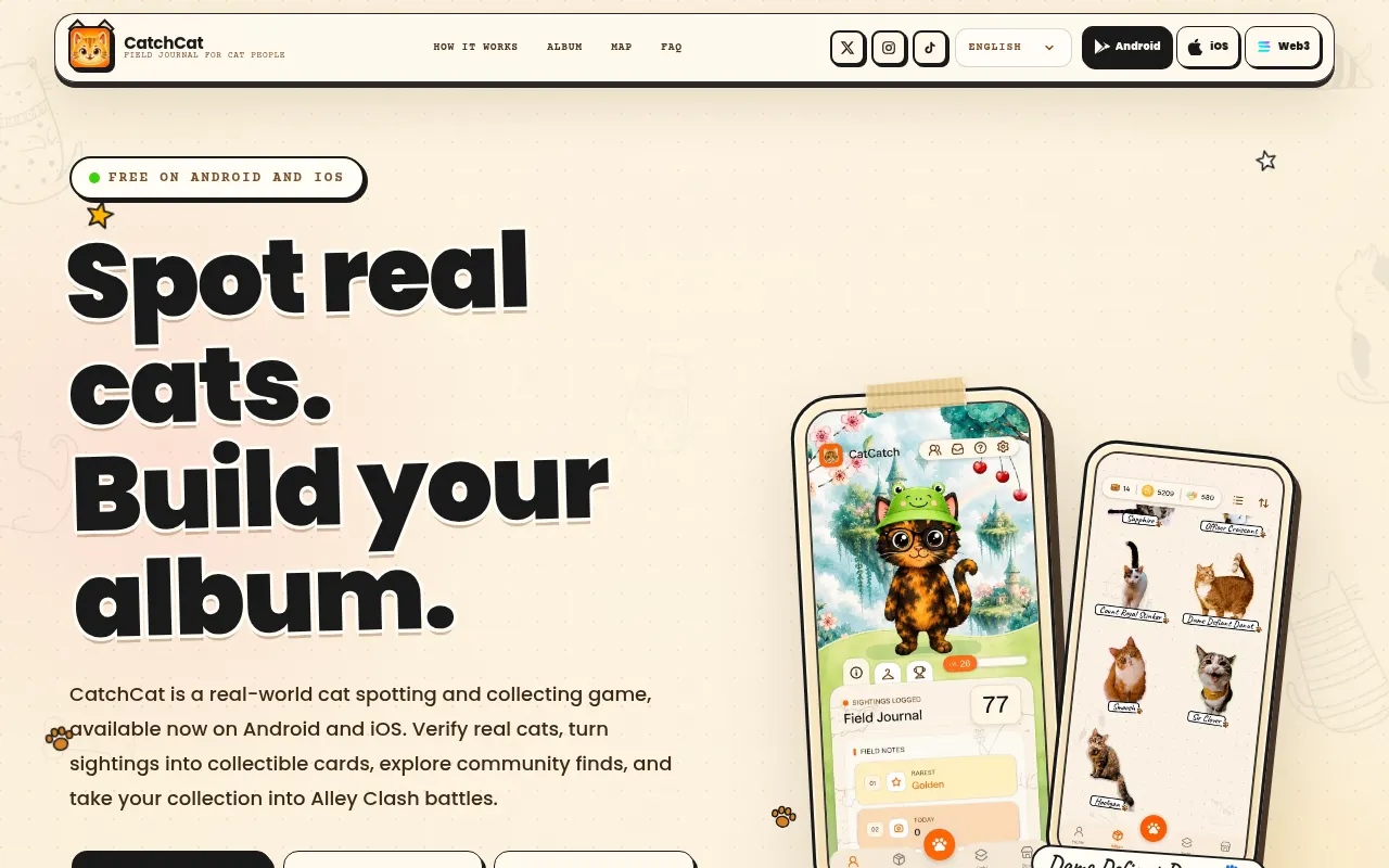 Homepage of catchcat.lol
