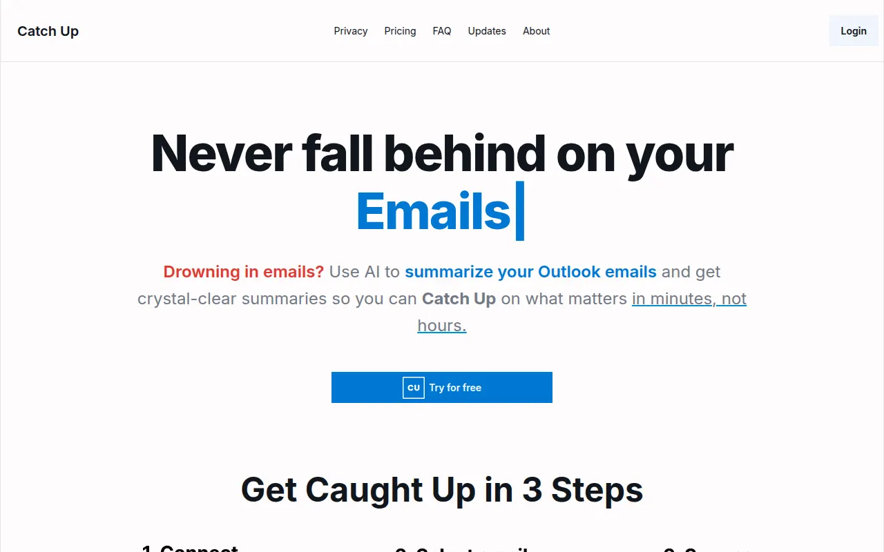 Homepage of catchupoutlook.com