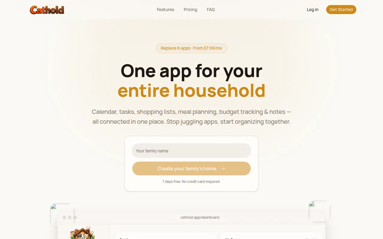 Homepage of cathold.app