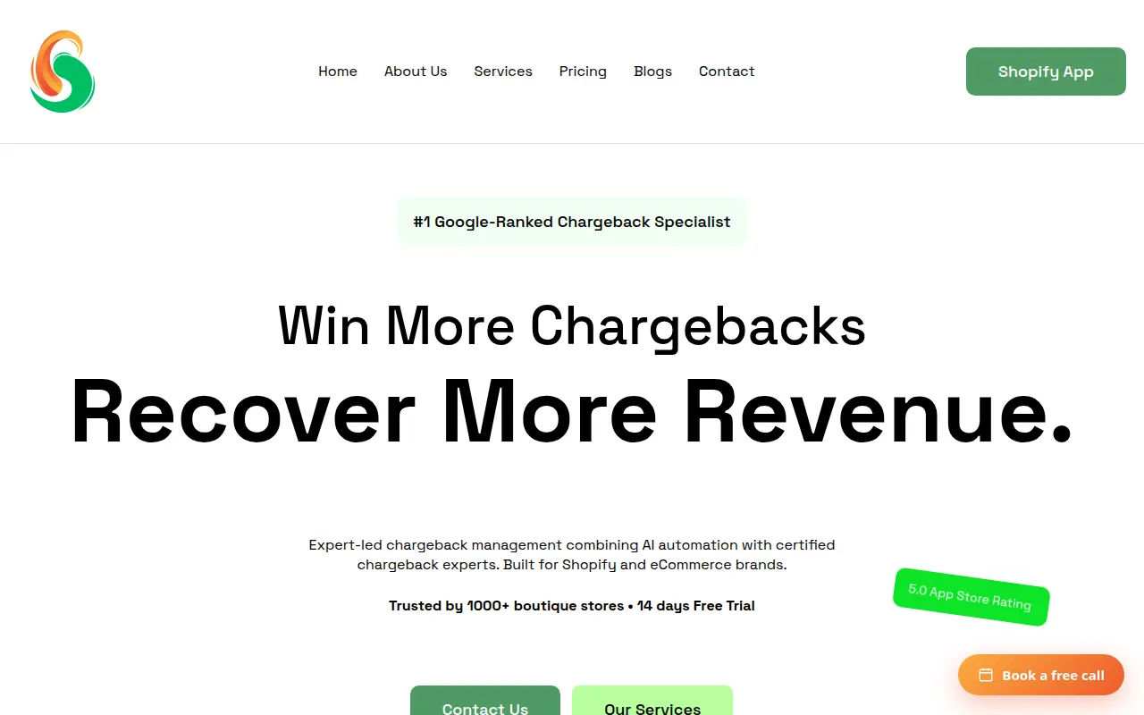 Homepage of chargebackspecialist.com