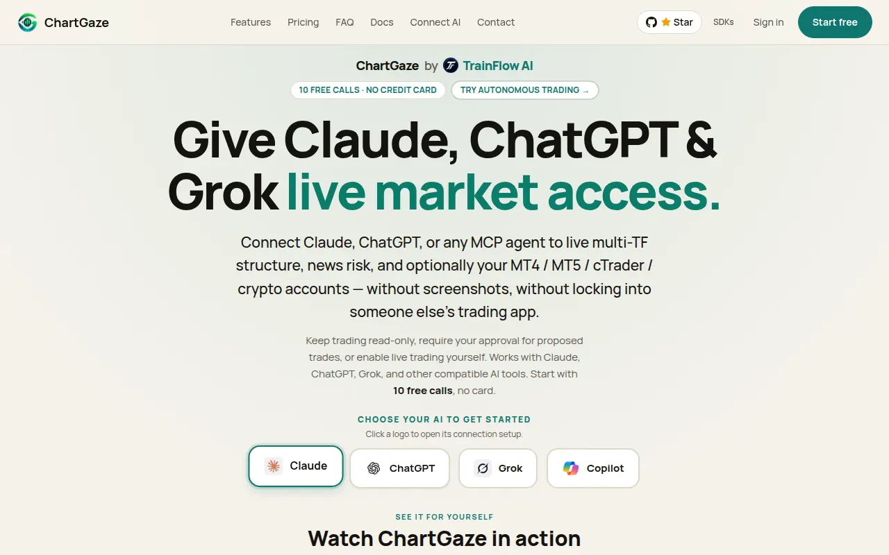 Homepage of chartgaze.live