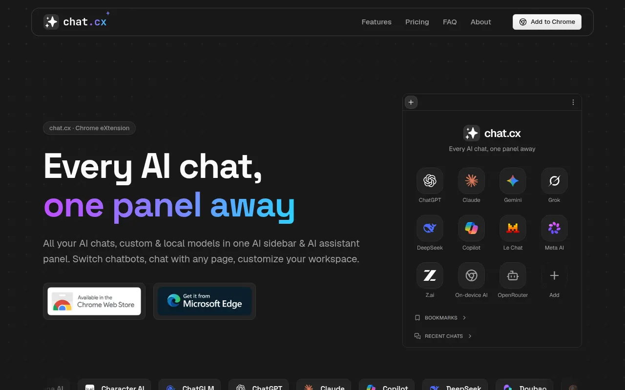 Homepage of chat.cx