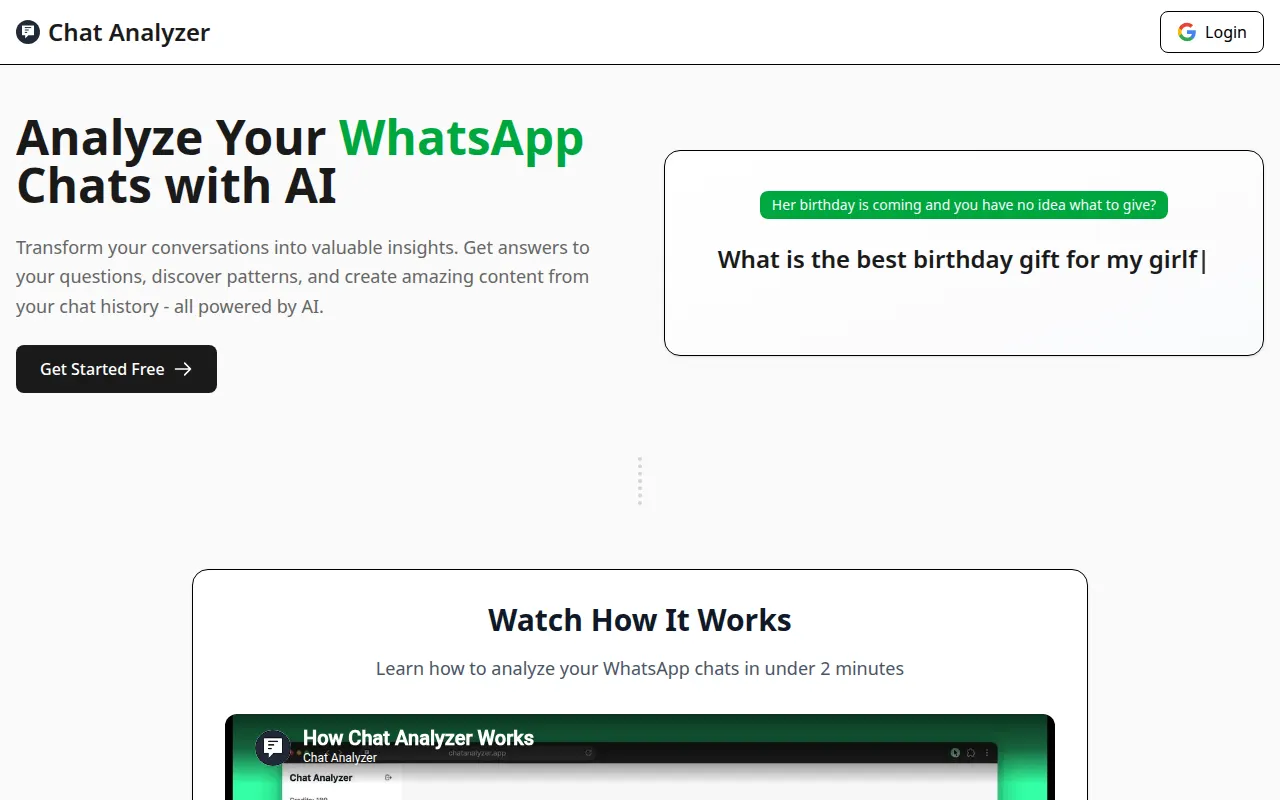 Homepage of chatanalyzer.app