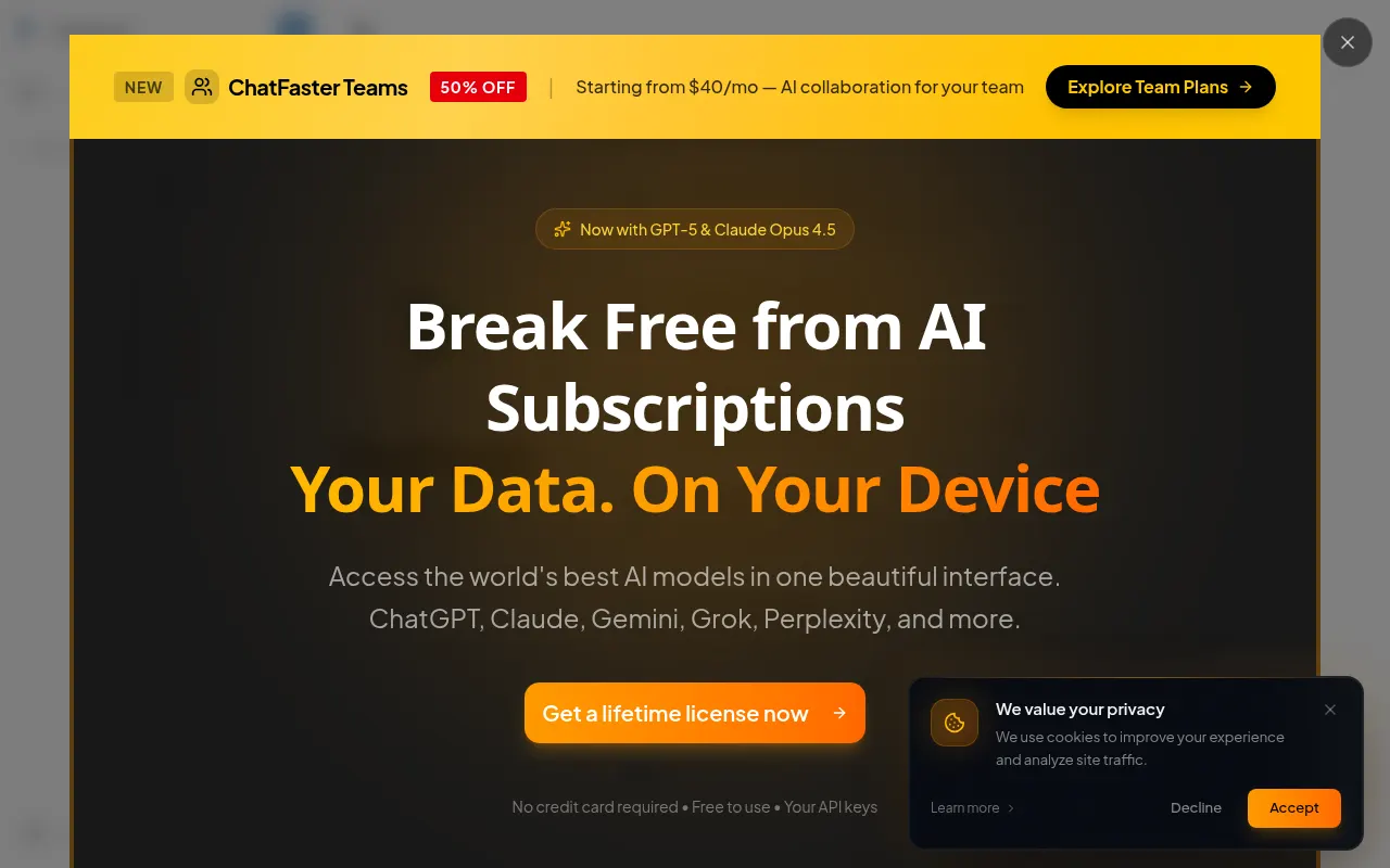 Homepage of chatfaster.app