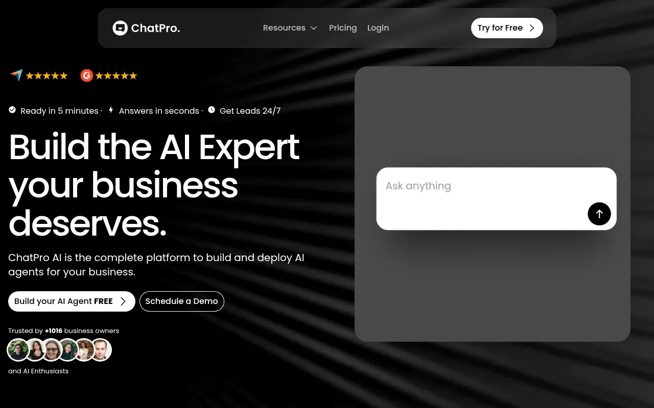 Homepage of chatpro.pro