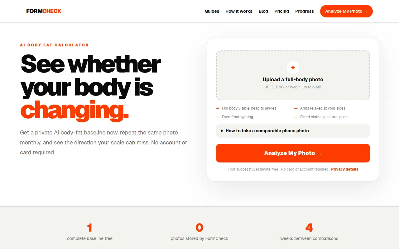 Homepage of checkbodyfat.online