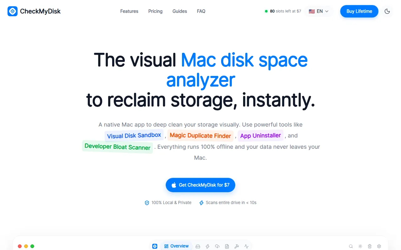 Homepage of checkmydisk.com
