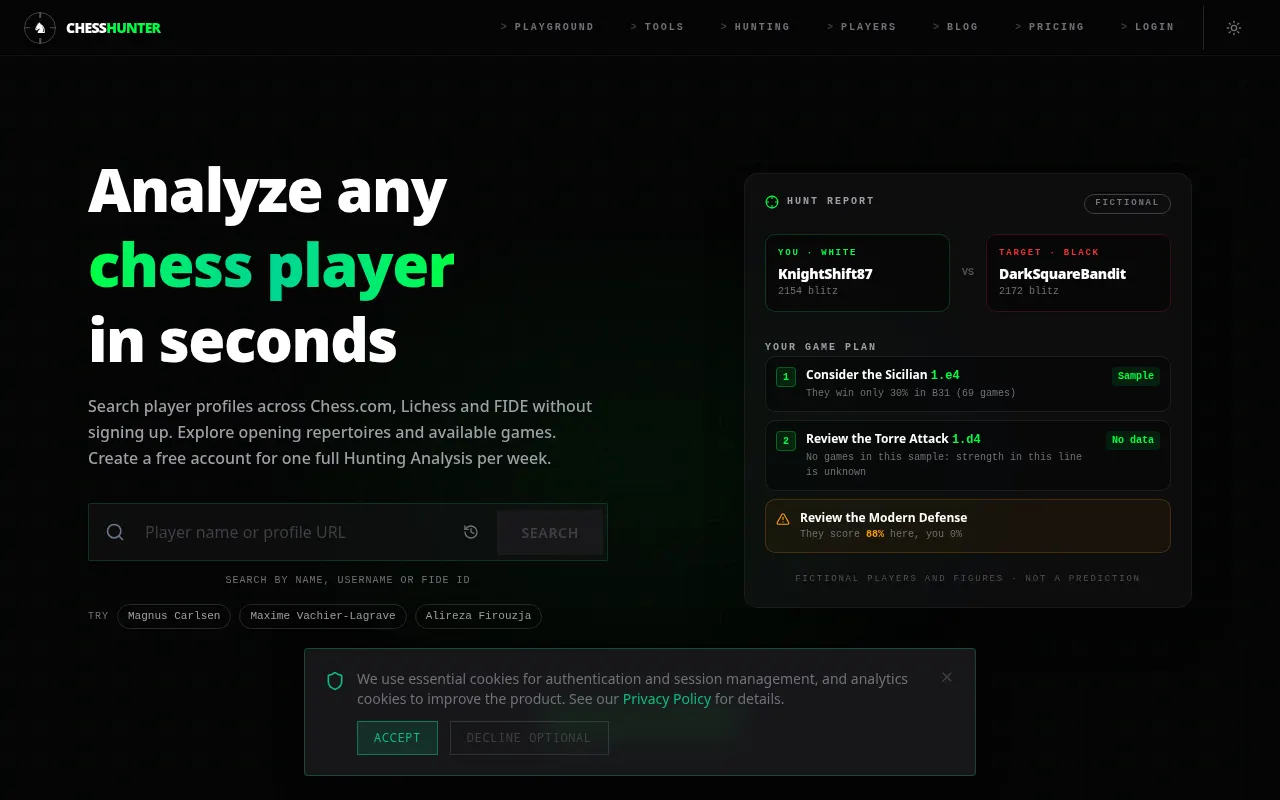 Homepage of chesshunter.com