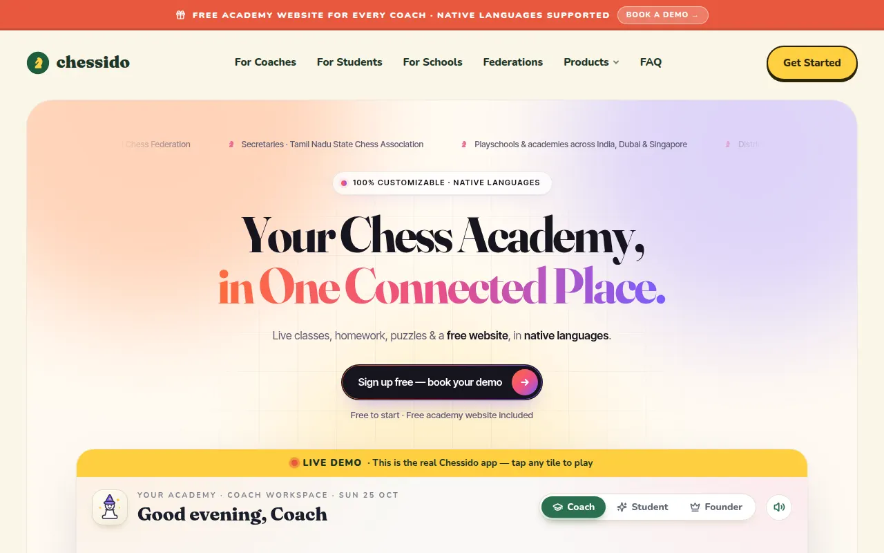 Homepage of chessido.com