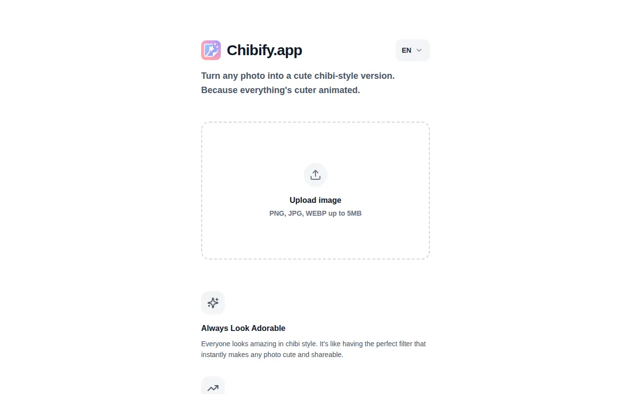 Homepage of chibify.app